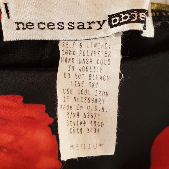 SOLD Necessary Objects Black Red Floral Dress Sz M - Picture 7 of 10